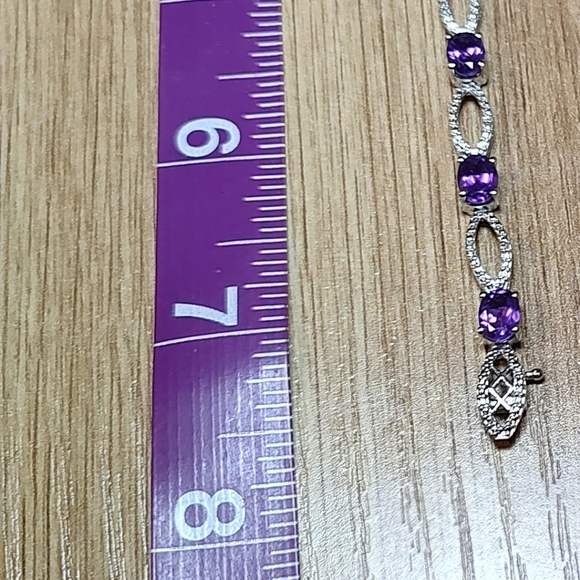 Amethyst & 925 Silver Bracelet Women's Jewelry Elegant Gift Purple Aquarius - Picture 3 of 3